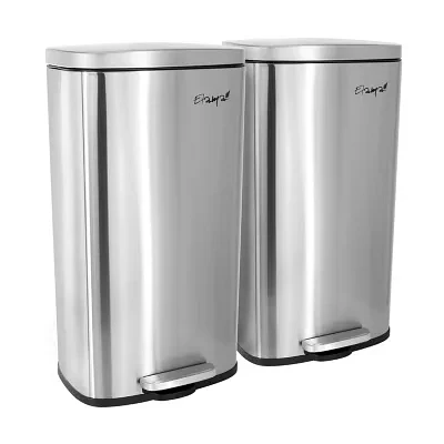 Megagoods 8 Gallon Each 30 Liter Rectangular Twin Step 2-pc. Trash Can