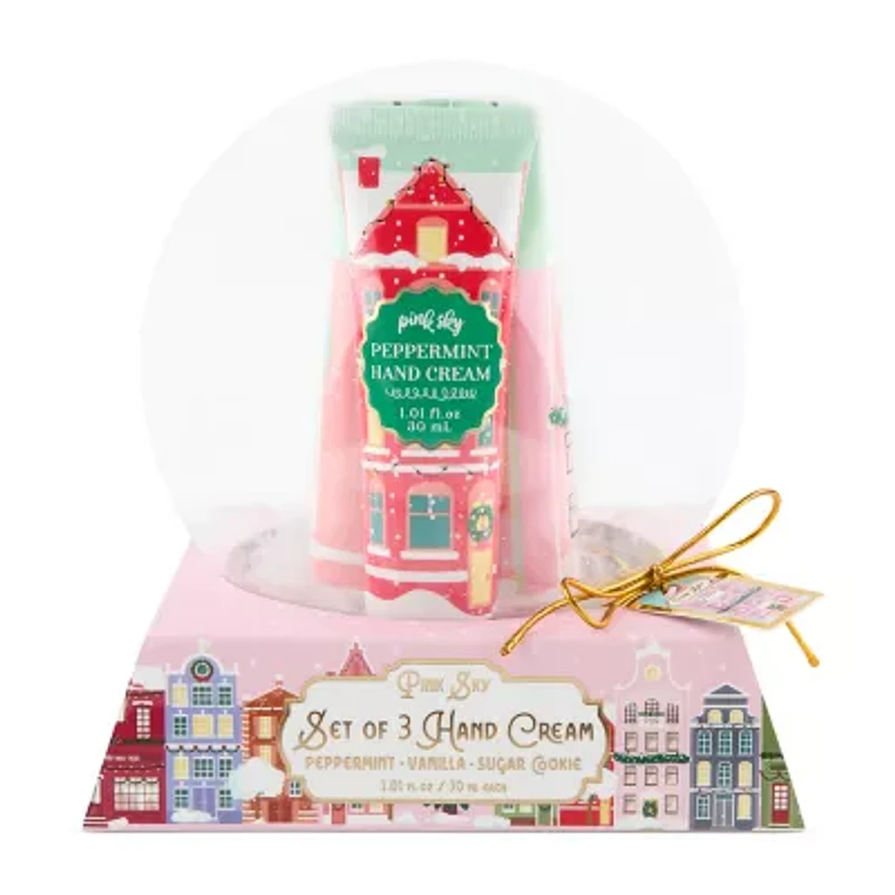 Pink Sky Snow Globe Hand Cream Gift -3 Pc