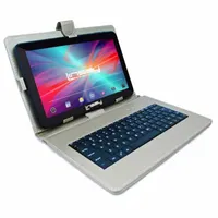 10.1" Quad Core 2GB RAM 32GB Storage Android 12 Tablet with Silver Leather Keyboard"