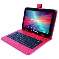 10.1" Quad Core 2GB RAM 32GB Storage Android 12 Tablet with Red Crocodile Style Leather Keyboard"