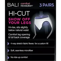 Bali Comfort Revolution® 3 Pack Average + Full Figure Seamless Cooling Multi-Pack High Cut Panty Ak83