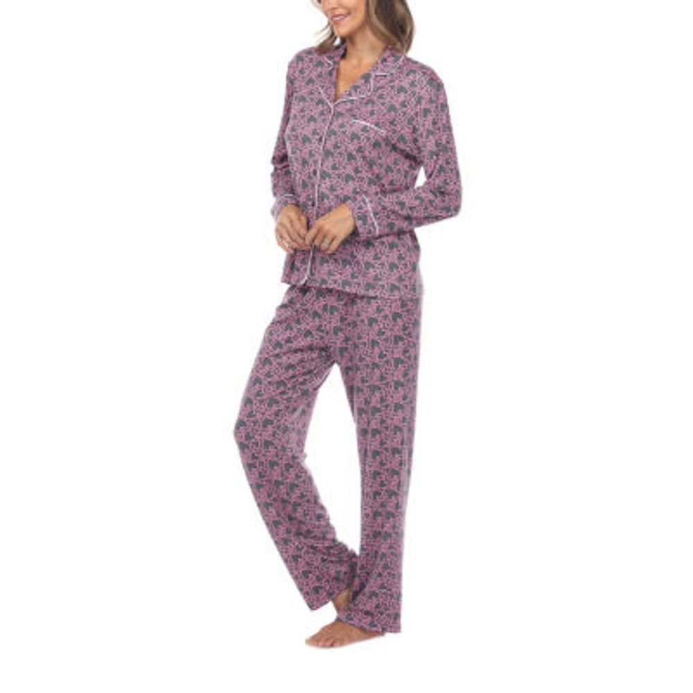 White Mark Womens Long Sleeve 2-pc. Pant Pajama Set