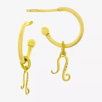 18K Gold Plated Sterling Silver "Leo" Zodiac Symbol 3/4 Hoop Earrings"