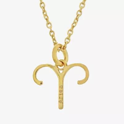 18K Gold Plated Sterling Silver "Aries" Zodiac Symbol Pendant 16+2"