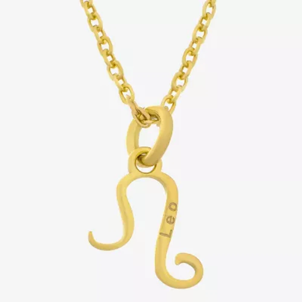 18K Gold Plated Sterling Silver "Leo" Zodiac Symbol Pendant 16+2"