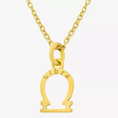 18K Gold Plated Sterling Silver "Libra" Zodiac Symbol Pendant 16+2"