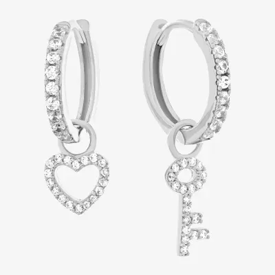 Diamonart 7/8 CT. T.W. White Cubic Zirconia Sterling Silver Keys Drop Earrings
