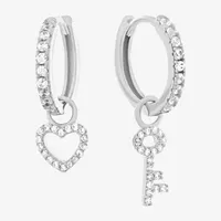 Diamonart 7/8 CT. T.W. White Cubic Zirconia Sterling Silver Keys Drop Earrings