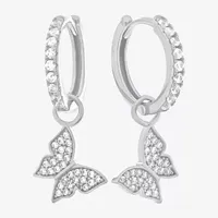 Diamonart 1 1/7 CT. T.W. White Cubic Zirconia Sterling Silver Butterfly Drop Earrings