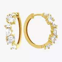 Diamonart 4 1/2 CT. T.W. White Cubic Zirconia 14K Gold Over Silver 19.5mm Round Hoop Earrings