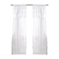 Madison Park Joycelyn Cotton Oversized Ruffle Light-Filtering Rod Pocket Single Curtain Panel