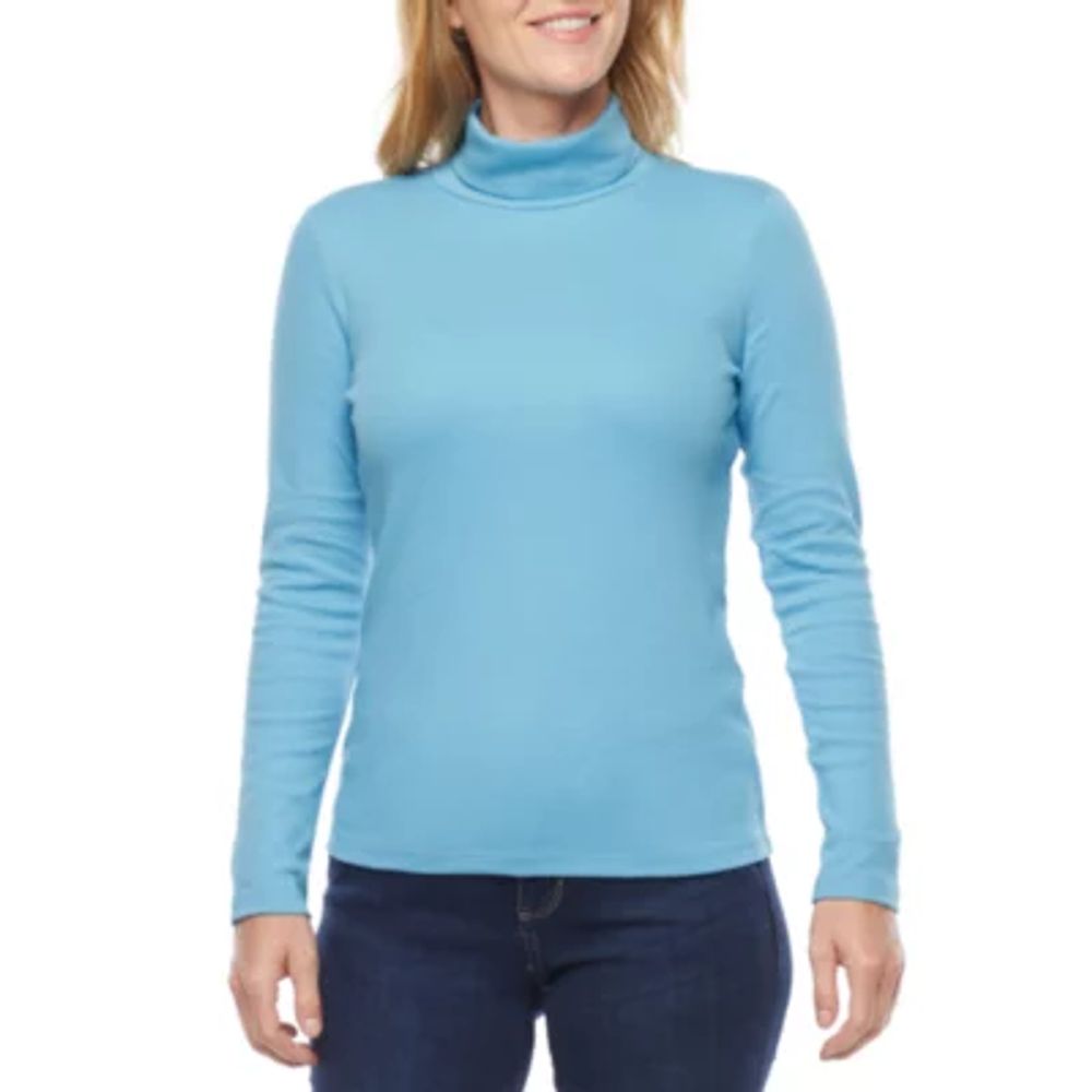 St. John's Bay Womens Turtleneck Long Sleeve T-Shirt