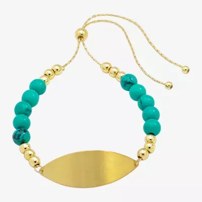 Sparkle Allure Empowerment Turquoise 14K Gold Over Brass Cable Beaded Bracelet
