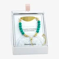 Sparkle Allure Empowerment Turquoise 14K Gold Over Brass Cable Beaded Bracelet