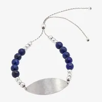 Sparkle Allure Empowerment Lapis Pure Silver Over Brass 11 Inch Cable Beaded Bracelet