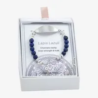 Sparkle Allure Empowerment Lapis Pure Silver Over Brass 11 Inch Cable Beaded Bracelet