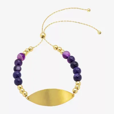 Sparkle Allure Empowerment Amethyst 14K Gold Over Brass 11 Inch Cable Beaded Bracelet