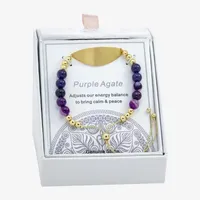 Sparkle Allure Empowerment Amethyst 14K Gold Over Brass 11 Inch Cable Beaded Bracelet