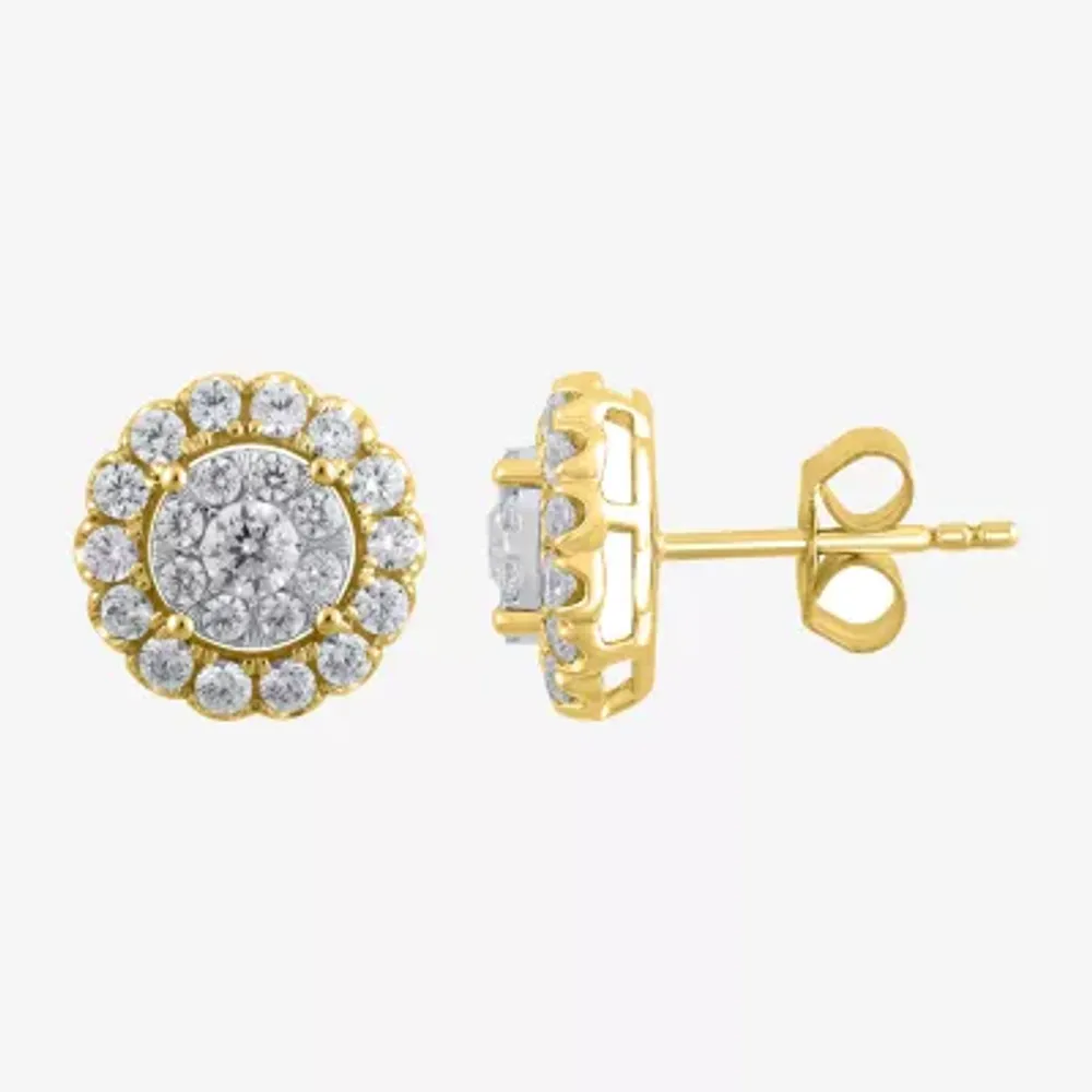 Diamond Blossom 1 CT. T.W. Natural White Diamond 10K Gold 10.6mm Stud Earrings