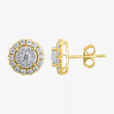 Diamond Blossom 1 CT. T.W. Mined White Diamond 10K Gold 10.6mm Stud Earrings