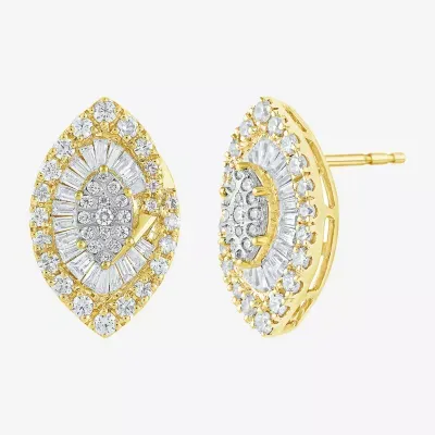 Diamond Blossom 1 CT. T.W. Mined White Diamond 10K Gold 47.7mm Marquise Stud Earrings