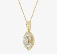 Diamond Blossom Womens 1 CT. T.W. Mined White Diamond 10K Gold Marquise Pendant Necklace