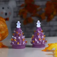 Purple Trees 2-pc. Lighted Halloween Tabletop Decor