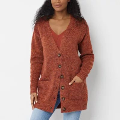 a.n.a Tall Womens Long Sleeve Button Cardigan