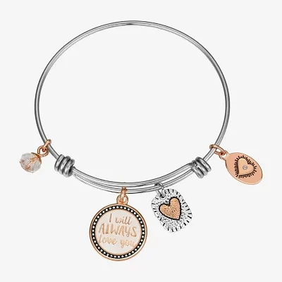 Footnotes Mother & Daughter Stainless Steel Semisolid Round Bangle Bracelet