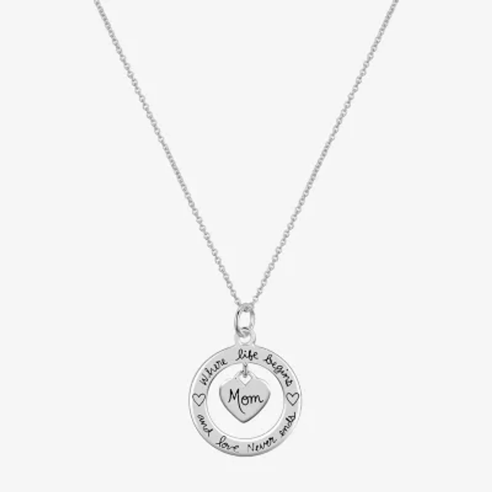 Footnotes Mom Sterling Silver 16 Inch Cable Heart Pendant Necklace