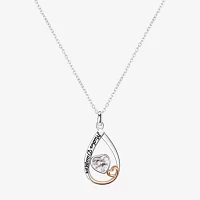 Footnotes Mother & Daughter Cubic Zirconia Sterling Silver 16 Inch Cable Heart Pendant Necklace