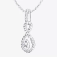 G-H / Si1-Si2) Womens 1/ CT. T.W. Lab Grown White Diamond 10K White Gold Pendant Necklace