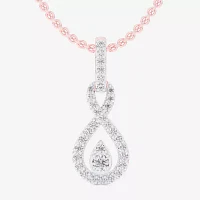 (G-H / Si1-Si2) Womens 1/4 CT. T.W. Lab Grown White Diamond 10K Rose Gold Pendant Necklace