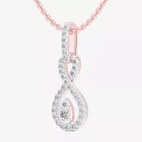 (G-H / Si1-Si2) Womens 1/4 CT. T.W. Lab Grown White Diamond 10K Rose Gold Pendant Necklace