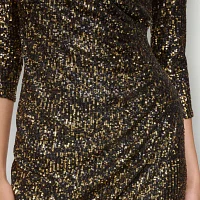 Marc New York Womens 3/4 Sleeve Sequin Midi Sheath Dress