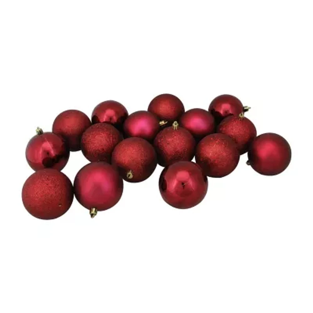 Northlight Red 4-Finish Ball 16-pc. Christmas Ornament