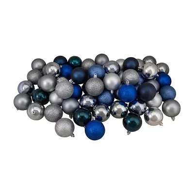 Northlight Blue 3-Finish Ball 60-pc. Christmas Ornament