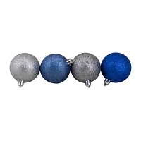 Northlight Blue 3-Finish Ball 60-pc. Christmas Ornament