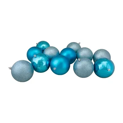 Northlight Blue 4-Finish Ball 12-pc. Christmas Ornament