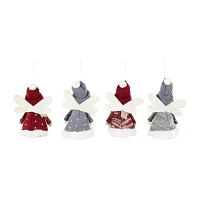 Northlight Red And Gray Plush Angel 4-pc. Christmas Ornament