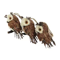 Northlight Sisal And Twig Owl 3-pc. Christmas Ornament