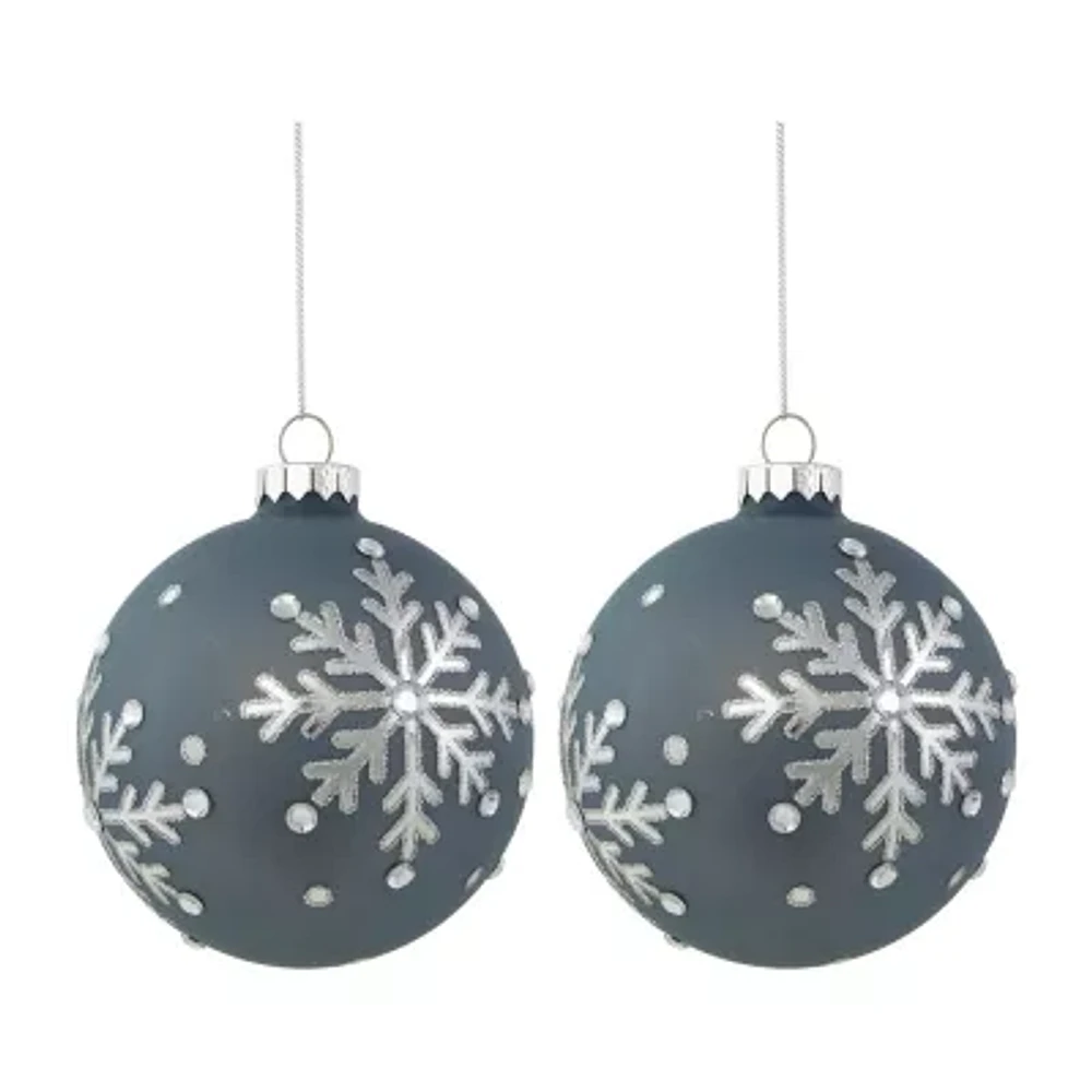 Northlight Snowflake Glass Ball 2-pc. Christmas Ornament