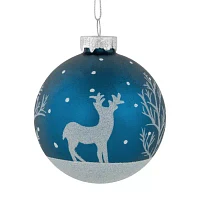 Northlight Glass Ball With Reindeer 4-pc. Christmas Ornament