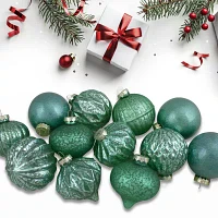 Northlight Green Finial And Glass Ball 12-pc. Christmas Ornament