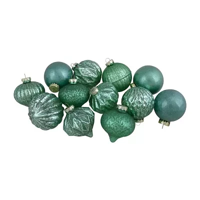 Northlight Green Finial And Glass Ball 12-pc. Christmas Ornament