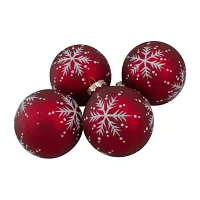 Northlight Matte Red Glass Ball 4-pc. Christmas Ornament