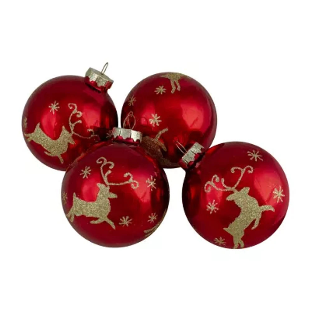 Northlight Deer Glass Ball 4-pc. Christmas Ornament