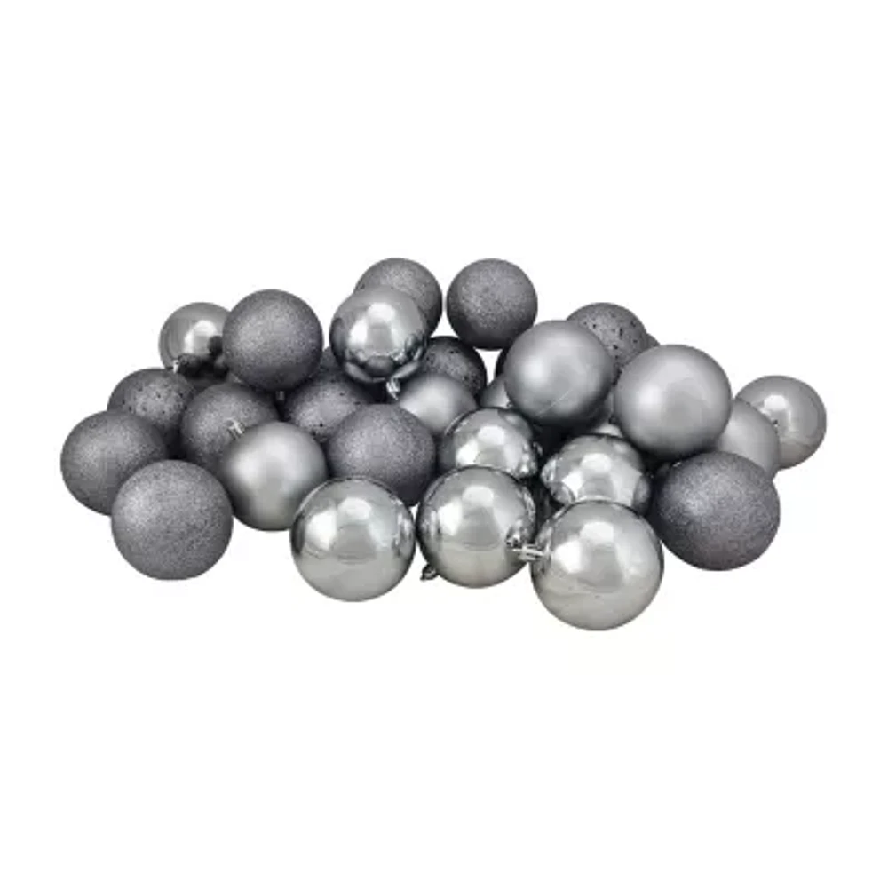 Northlight Gray 4-Finish Ball 32-pc. Christmas Ornament