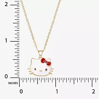 Crystal 18K Gold Over Brass 16 Inch Cable Bow Hello Kitty Pendant Necklace