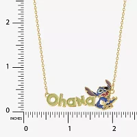 Disney Classics Ohana 18K Gold Over Brass 16 Inch Cable Stitch Pendant Necklace